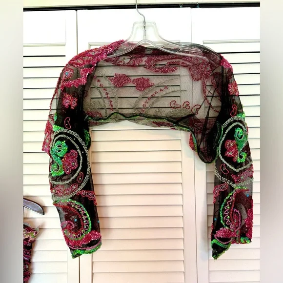 NWT Vintage Y2K Bob Mackie B’Zar Boho Paisley Beaded Dress Set 14/12 - Picture 6 of 13